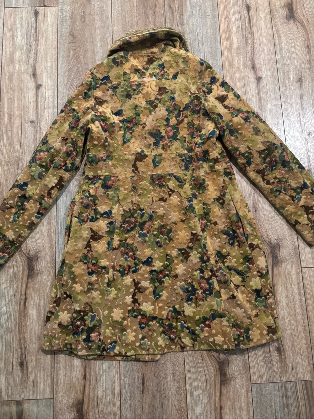Vintage Free People Coat Coat with Floral Pattern and Faux Fur - Picture 8 of 11